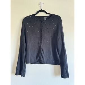 Charlotte Tarantola Black Embellished Cardigan Sweater Women’s Large‎